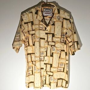 Newport‎ Blue Vintage Men's Tan Fishing Patterned Shirt. Size Large.